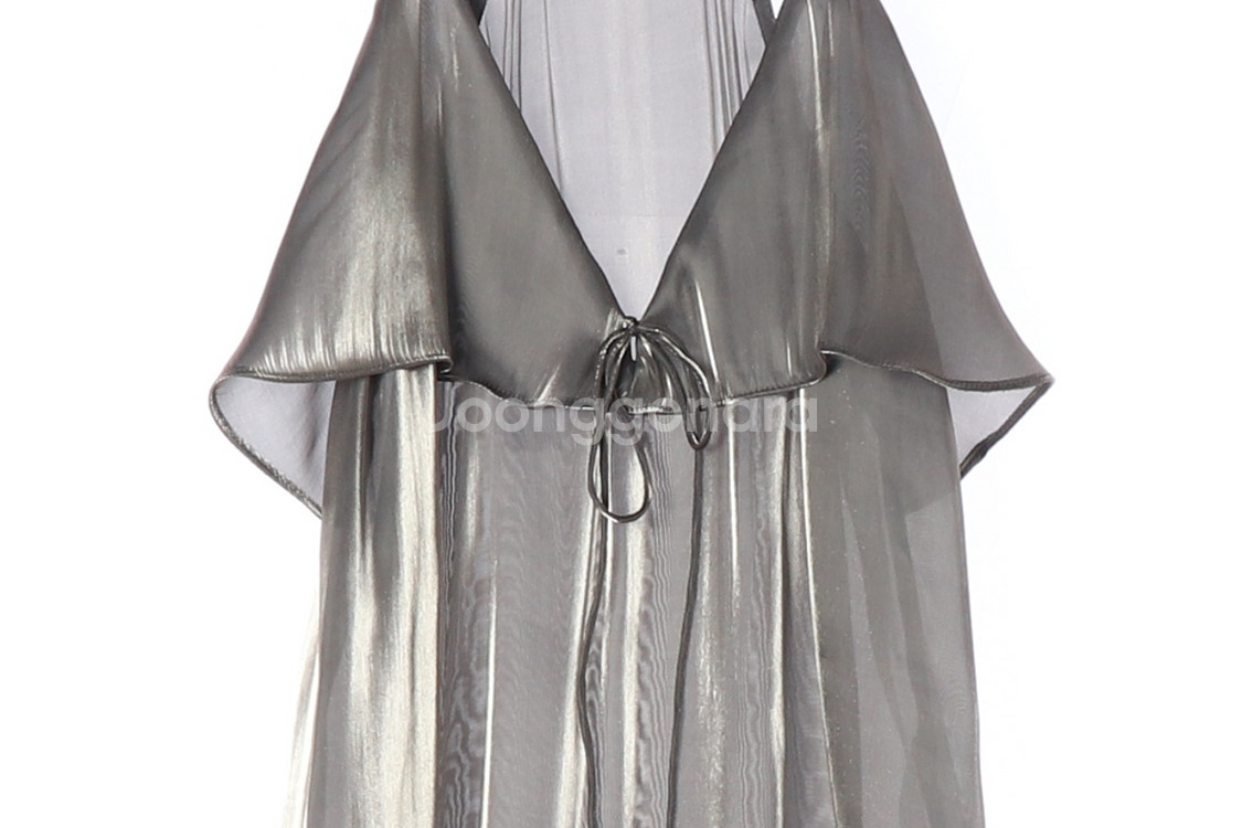 [S]자라 실버 샤인 브이넥 나시 블라우스--2