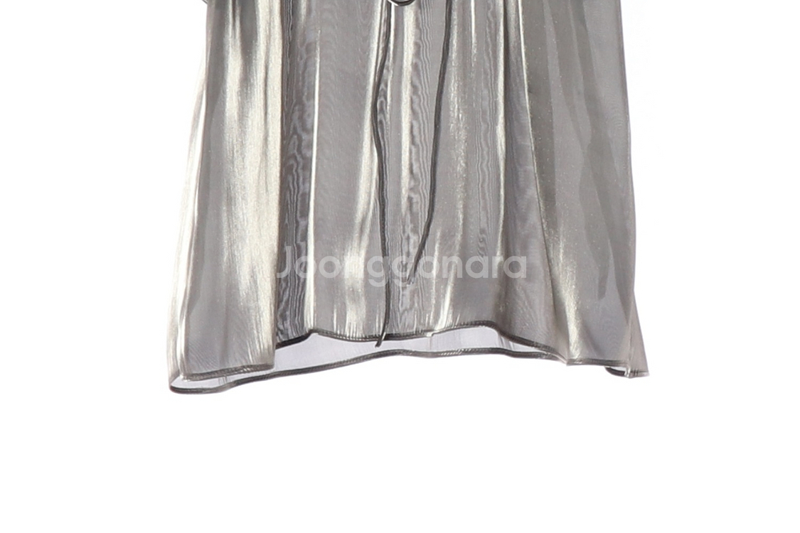 [S]자라 실버 샤인 브이넥 나시 블라우스--3