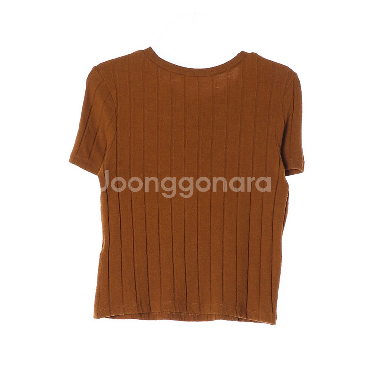 [S]자라 브라운 골지 반팔 니트 티셔츠--3