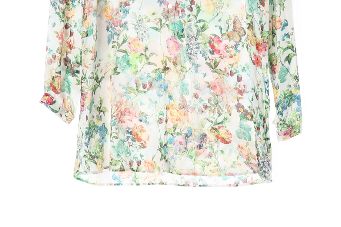 [XS]자라 멀티 플로럴 노카라 긴팔 셔츠 블라우스--3