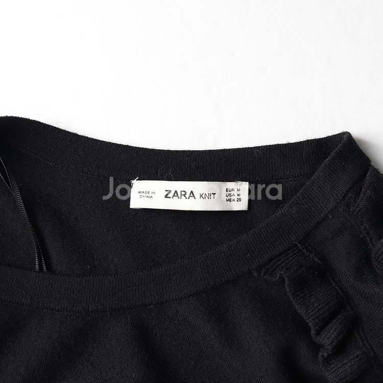 [M]자라 블랙 프릴 반팔 니트 티셔츠--4