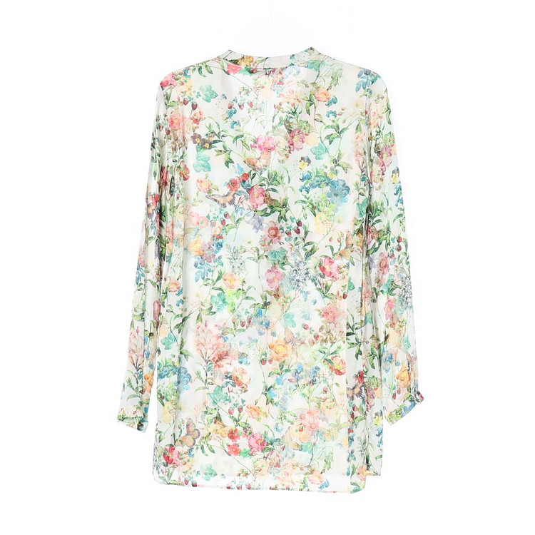 [XS]자라 멀티 플로럴 노카라 긴팔 셔츠 블라우스--4