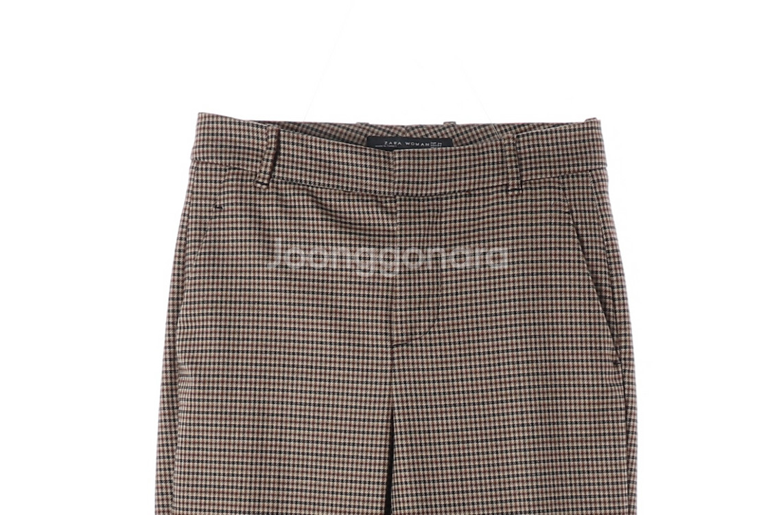 [S]자라 베이지 체크 슬랙스 바지--1