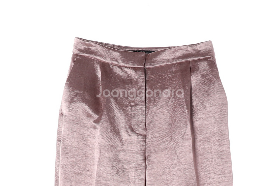 [XS]자라 메탈 핑크 핀턱 와이드 슬랙스 팬츠 바지--1