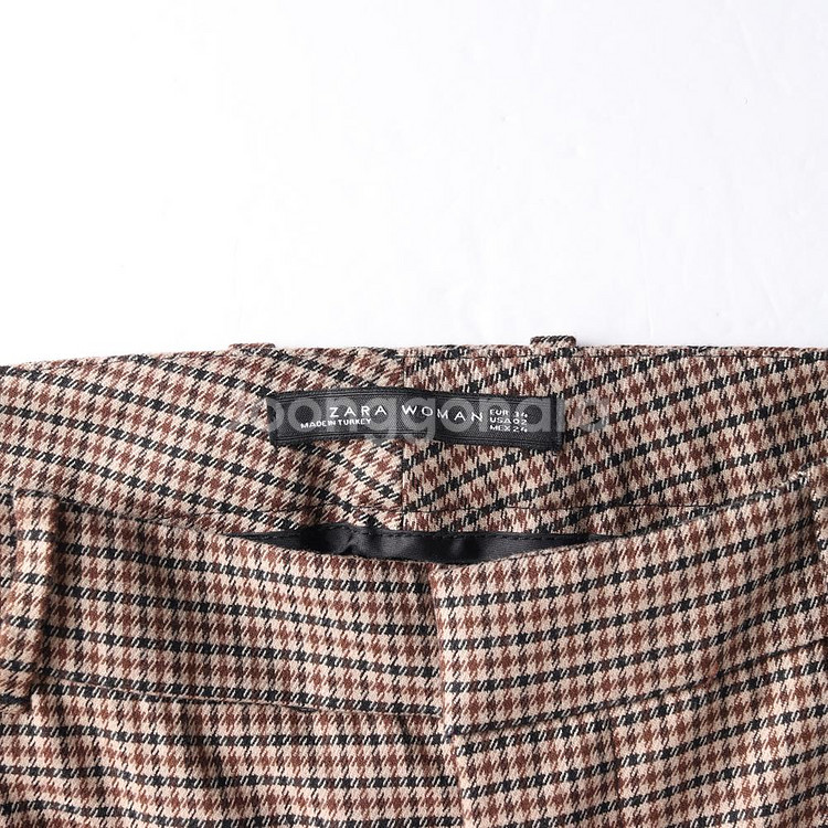 [S]자라 베이지 체크 슬랙스 바지--5