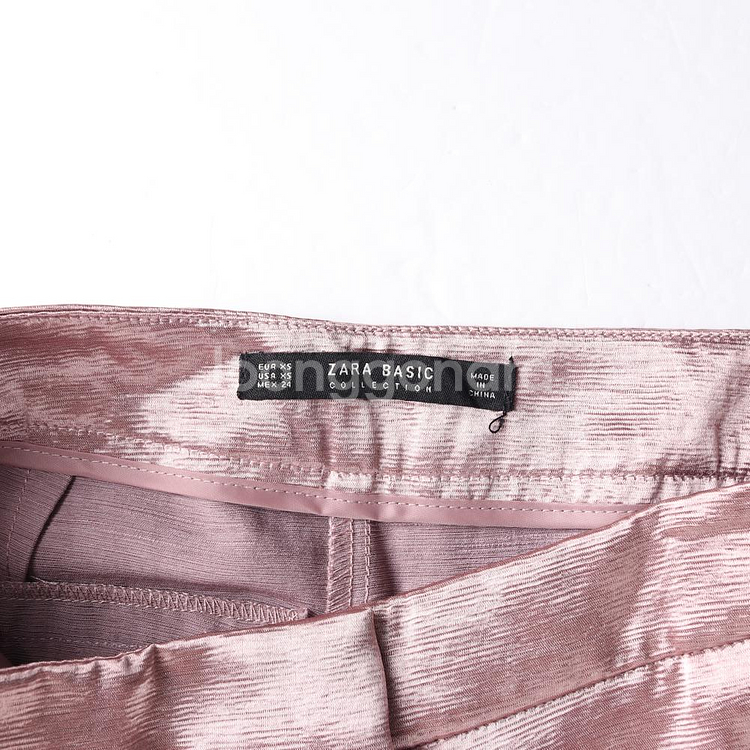 [XS]자라 메탈 핑크 핀턱 와이드 슬랙스 팬츠 바지--5