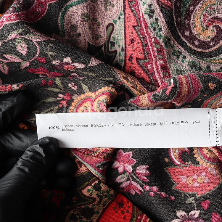 [XS]자라 블랙 레드 페이즐리 러플 긴팔 블라우스--5