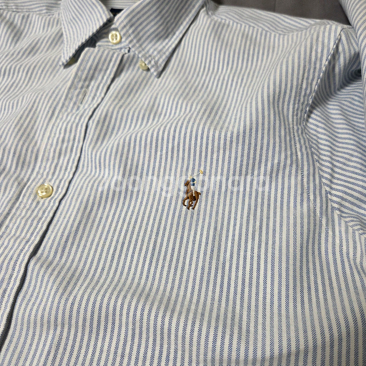 폴로 랄프로렌 슬림핏 옥스포드 셔츠 블루 스트라이프 M 100 Polo--2