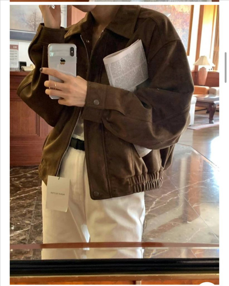 이너프 브라운 스웨이드 자켓 런던플랏 레이지샵--1