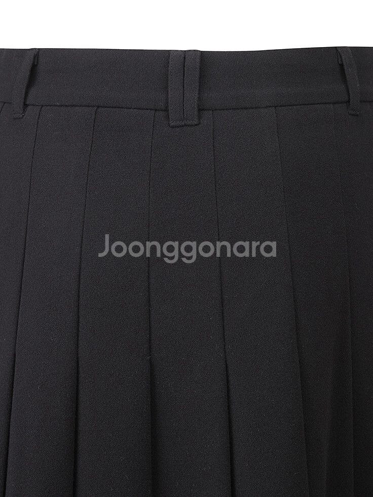 탑텐 플리츠 미디 스커트 블랙--4