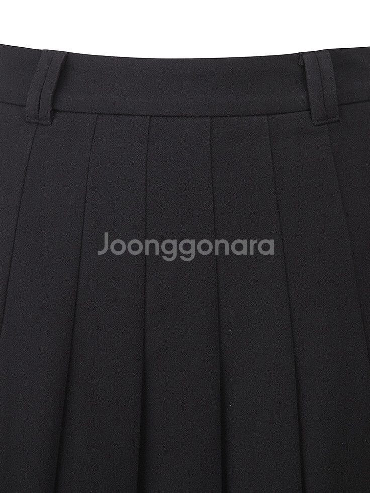 탑텐 플리츠 미디 스커트 블랙--3