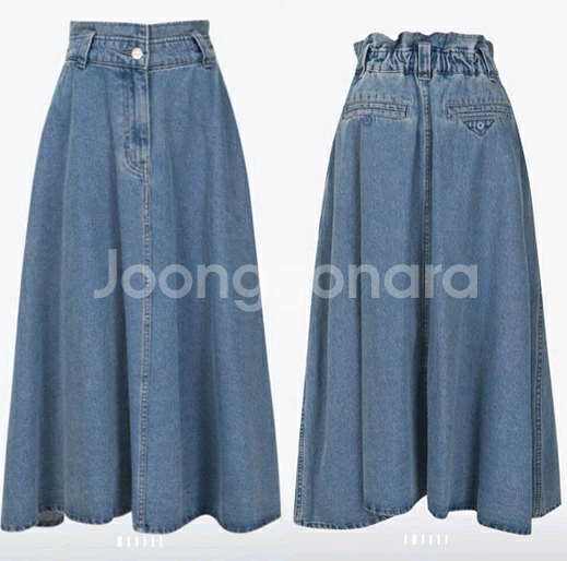 시스템 언밸런스 백밴딩 청데님 스커트--6