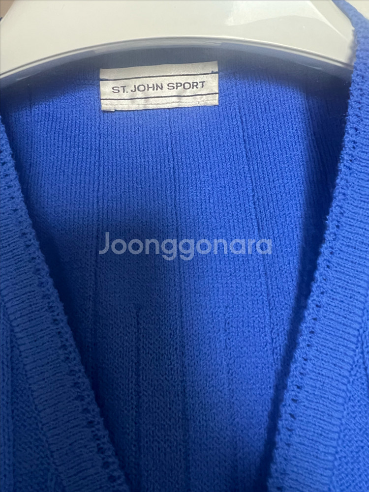 ST.JOHN 센존스포츠 블루 니트원피스--5