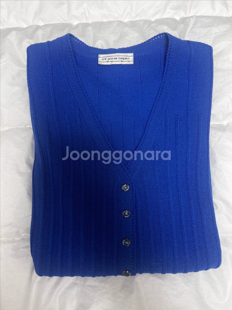 ST.JOHN 센존스포츠 블루 니트원피스--8