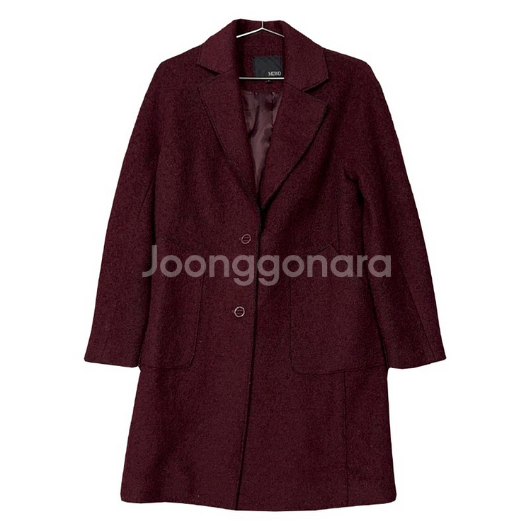 미쏘 버건디 캐주얼 여성 울 코트 S--0