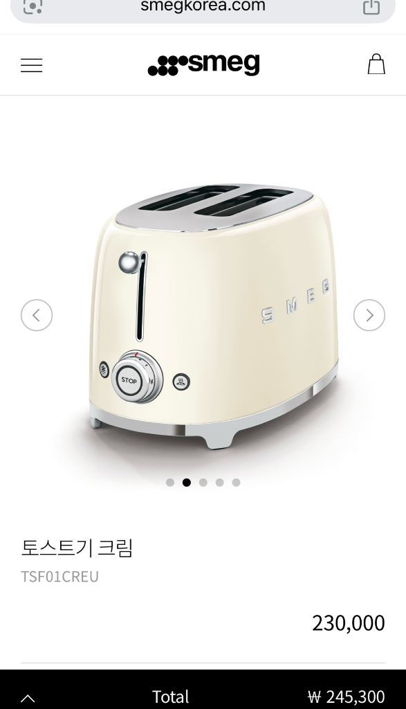 스메그 토스터기 TSF01CREU 크림 + 실리콘커버 이미지