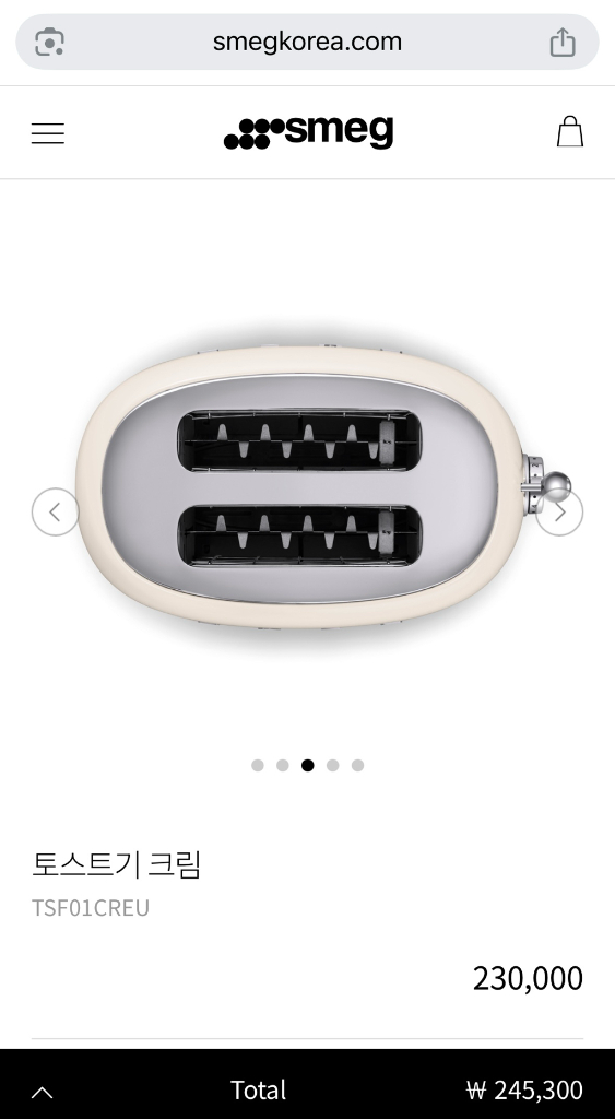 스메그 토스터기 TSF01CREU 크림 + 실리콘커버 이미지
