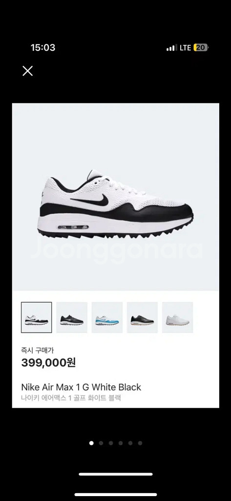 나이키 에어맥스 1 골프 화이트 블랙--4