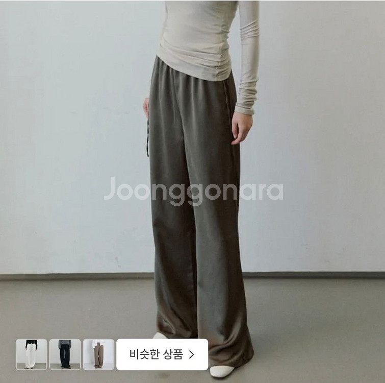 piver 피버 새틴 와이드 팬츠 카키--0