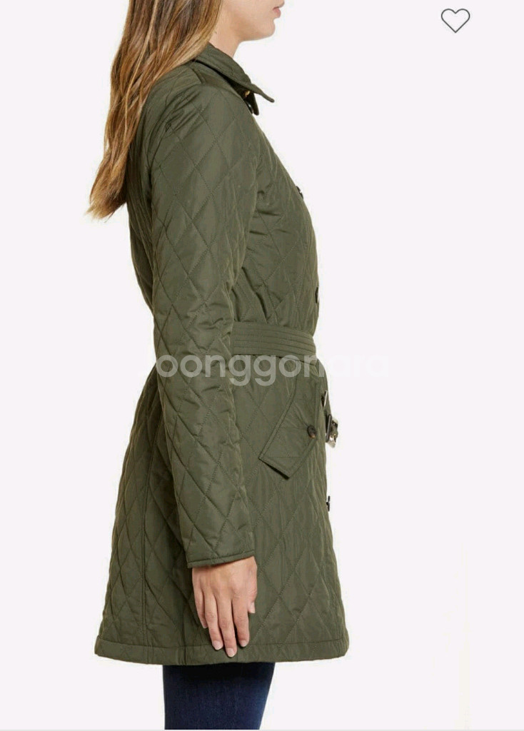 [uk12/66] 바버 벨트 롱퀼팅 카키--9