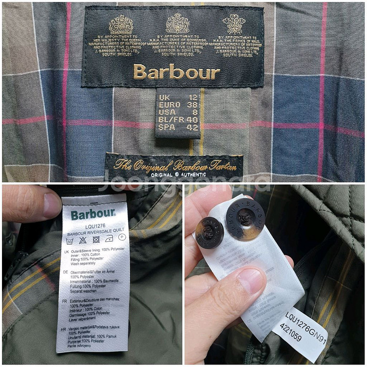 [uk12/66] 바버 벨트 롱퀼팅 카키--7