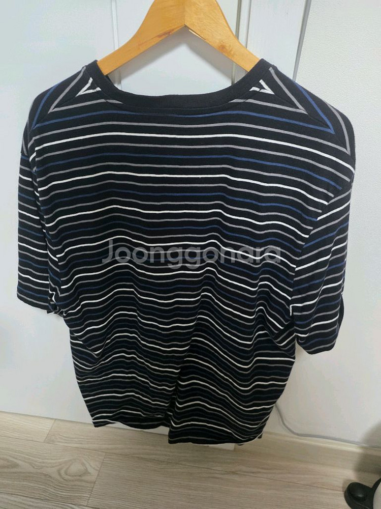 [XL] 무신사스탠다드 멀티 스트라이프 릴렉스드 티셔츠 [블랙/블루]--2