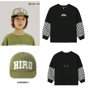 히로 블랭크 체커레이어드티 블랙 150/빅로고캡 카키 2개