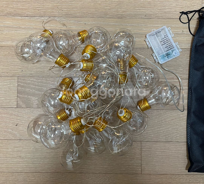 픽슈그로우 캠핑 빅사이즈 고급 알전구 와이어형 L사이즈 6m (20구) 배터리 건전지 모두 사용 가능. 리모콘 포함--3