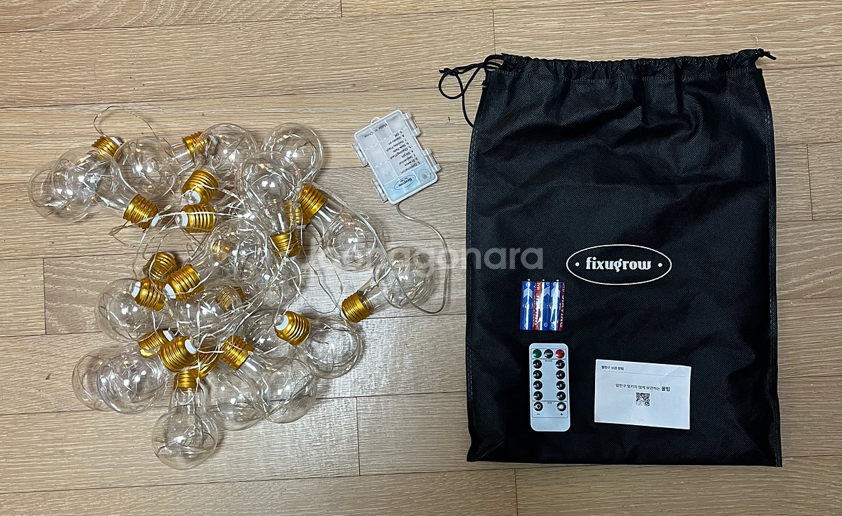 픽슈그로우 캠핑 빅사이즈 고급 알전구 와이어형 L사이즈 6m (20구) 배터리 건전지 모두 사용 가능. 리모콘 포함--2