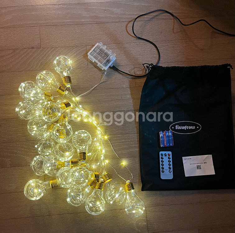 픽슈그로우 캠핑 빅사이즈 고급 알전구 와이어형 L사이즈 6m (20구) 배터리 건전지 모두 사용 가능. 리모콘 포함--0