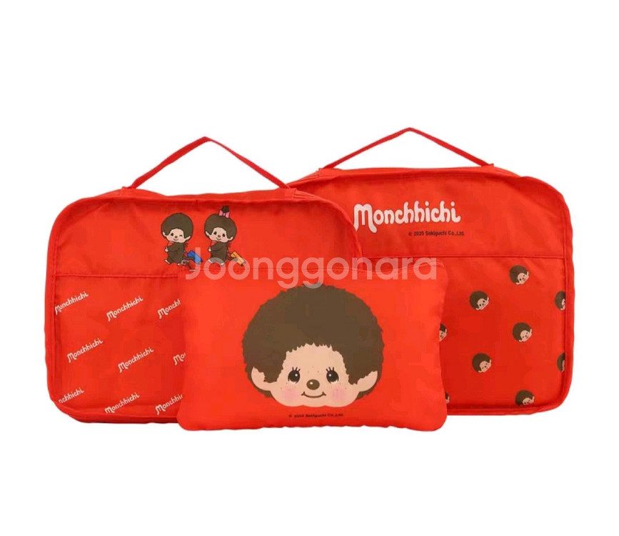 몬치치 캐릭터 여행용 파우치백 세트--1