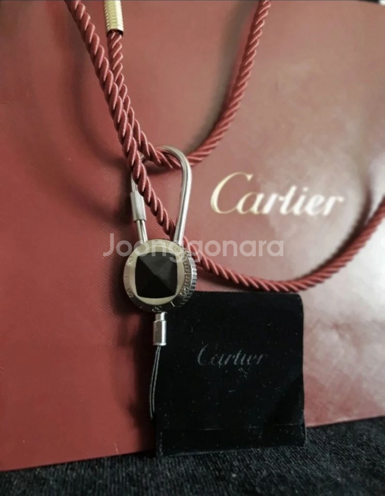 (가격인하) 프랑스 카르티에 정품 오닉스 키링 CARTIER ONYX KEY RING 열쇠고리--0