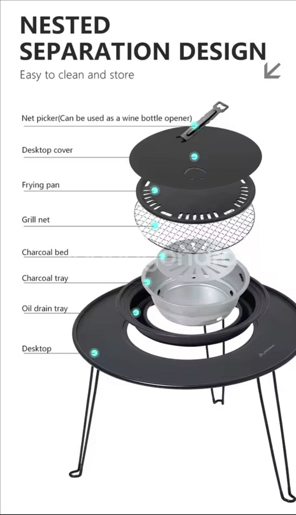 BSWolf 접이식 원형 화로 테이블 원형테이블 화로 캠핑 테이블 (신형 스틸상판)--2