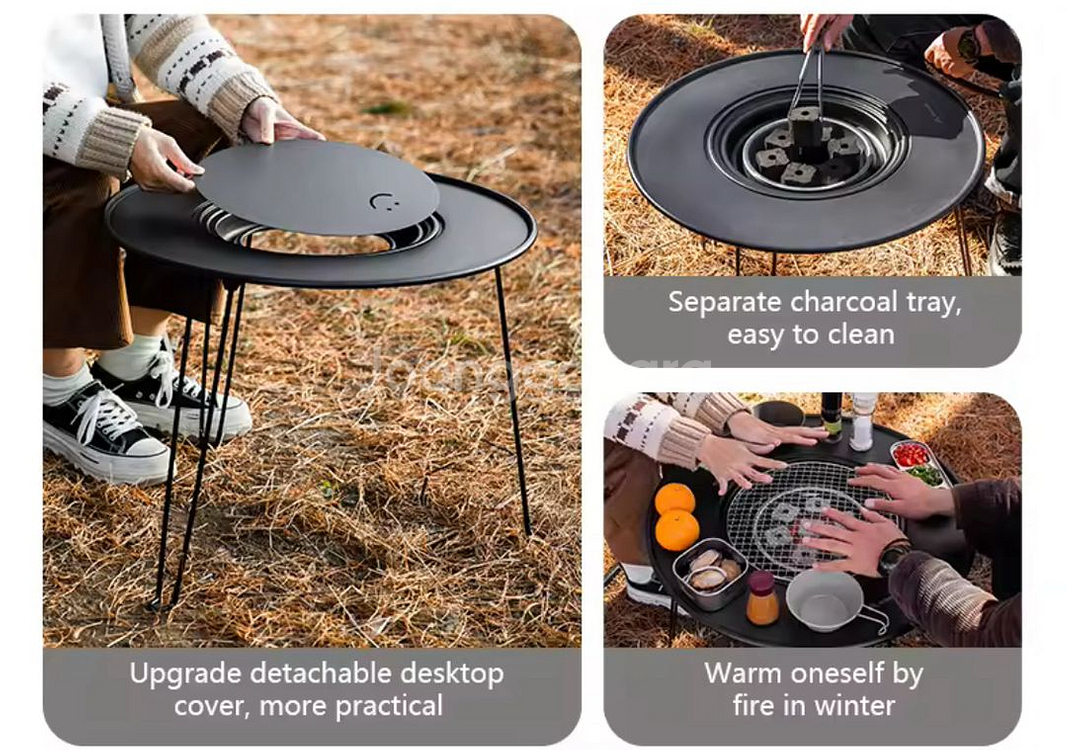 BSWolf 접이식 원형 화로 테이블 원형테이블 화로 캠핑 테이블 (신형 스틸상판)--1