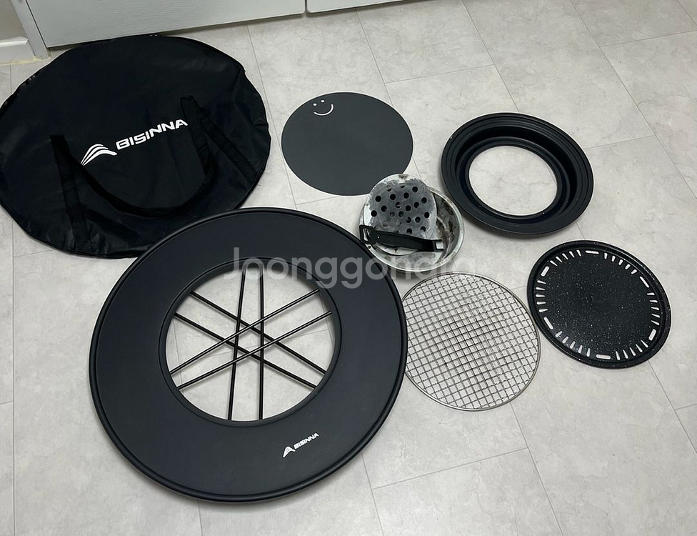 BSWolf 접이식 원형 화로 테이블 원형테이블 화로 캠핑 테이블 (신형 스틸상판)--6