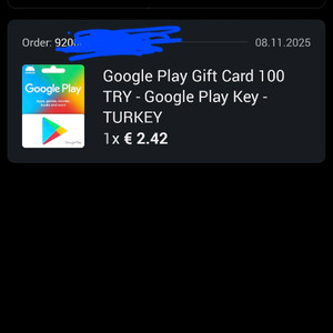 터키 구글 기프트카드 100TRY 싸게 팝니다.