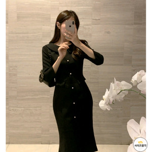 에브리모닝 블랙 롱 하객원피스 M사이즈