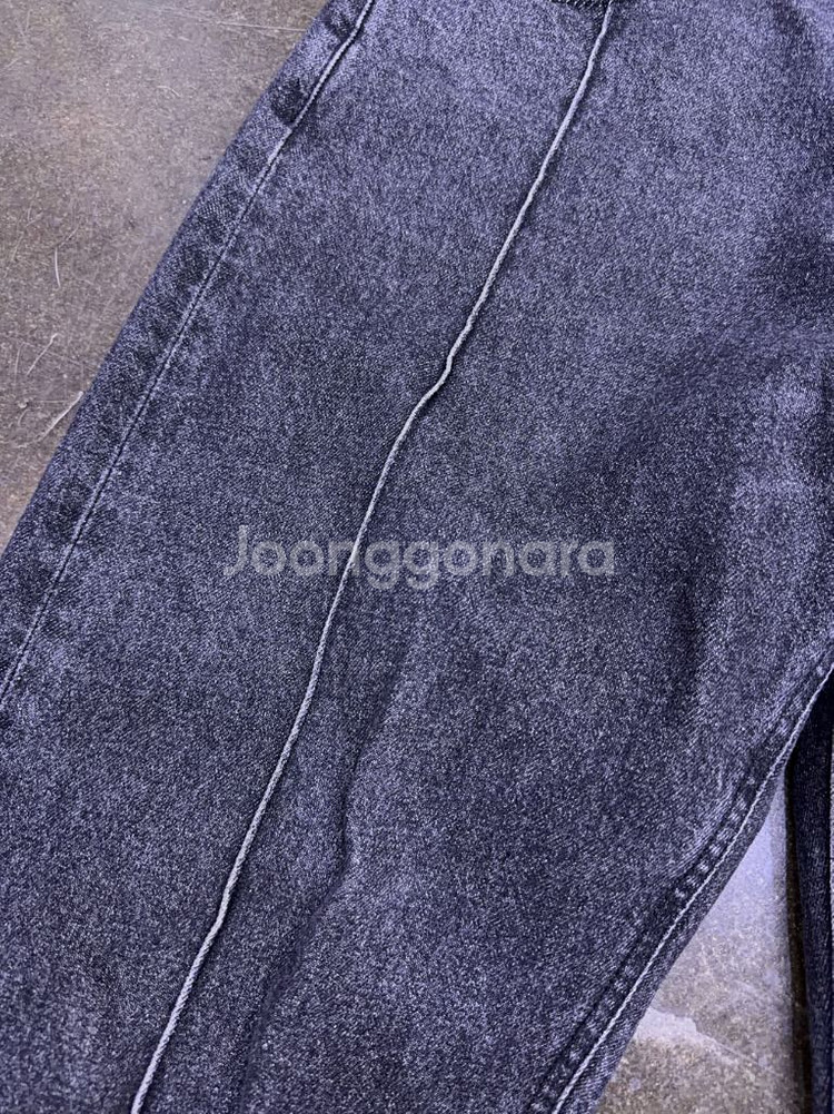 유니폼브릿지 핀턱 와이드 흑청 데님팬츠 L--3