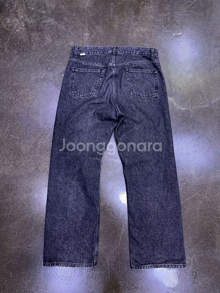 유니폼브릿지 핀턱 와이드 흑청 데님팬츠 L--1