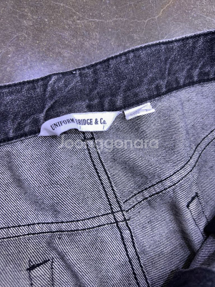 유니폼브릿지 핀턱 와이드 흑청 데님팬츠 L--6
