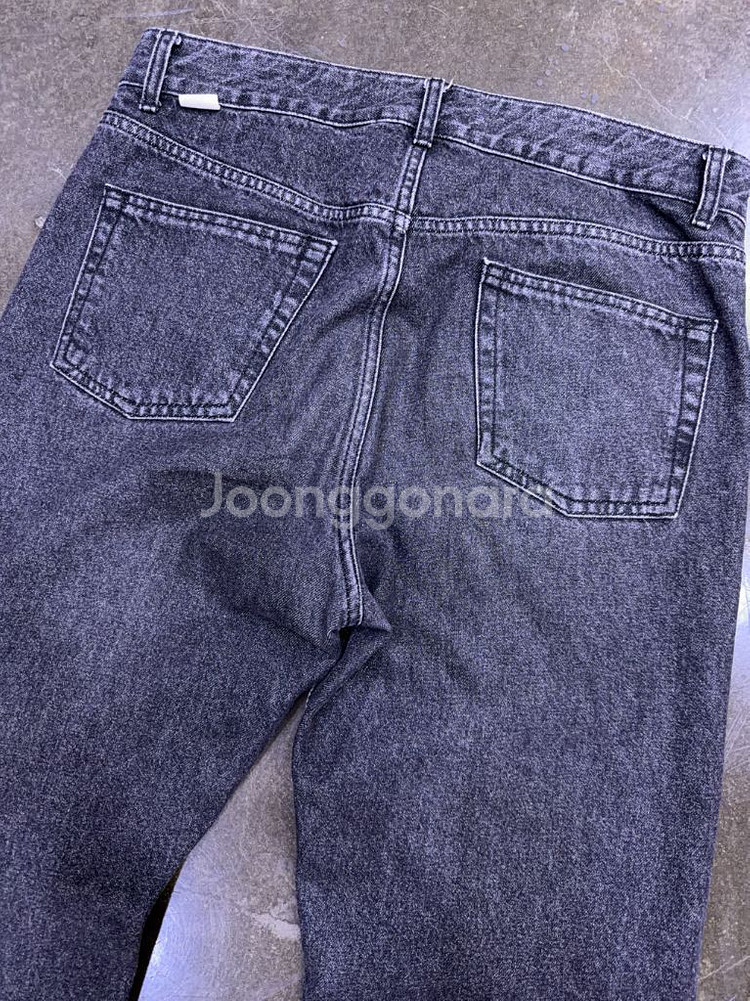 유니폼브릿지 핀턱 와이드 흑청 데님팬츠 L--5