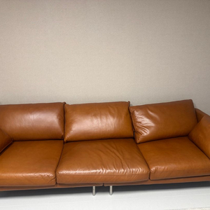 에닐린 천연 가죽 4인용 소파