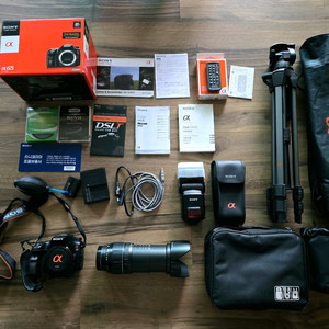 (가격인하) Sony a65 + 탐론 렌즈+ 플래시 +삼각대 풀세트 소니 카메라
