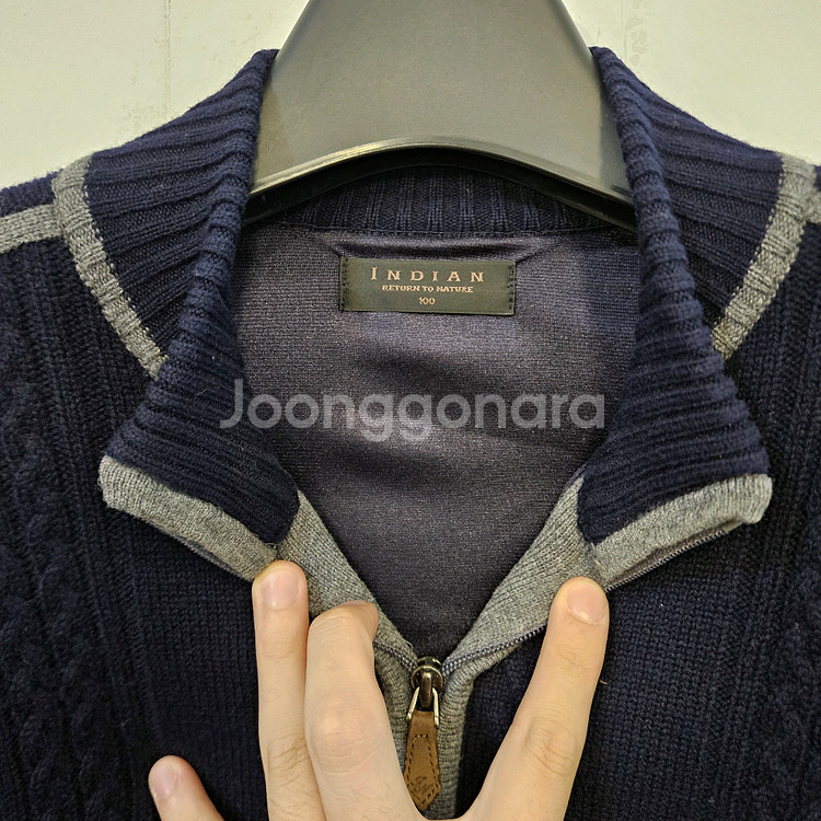 100(L)인디언 케이블 니트 집업 가디건--3