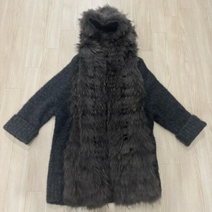 시슬리 후드퍼 니트 가디건 (새상품) /퍼 가디건 /니트 가디건