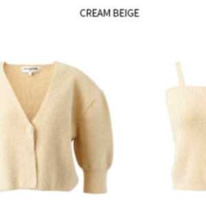유어네임히얼 (YOUR NAME HERE) 촉촉이 반팔 가디건 세트 크림베이지 새상품