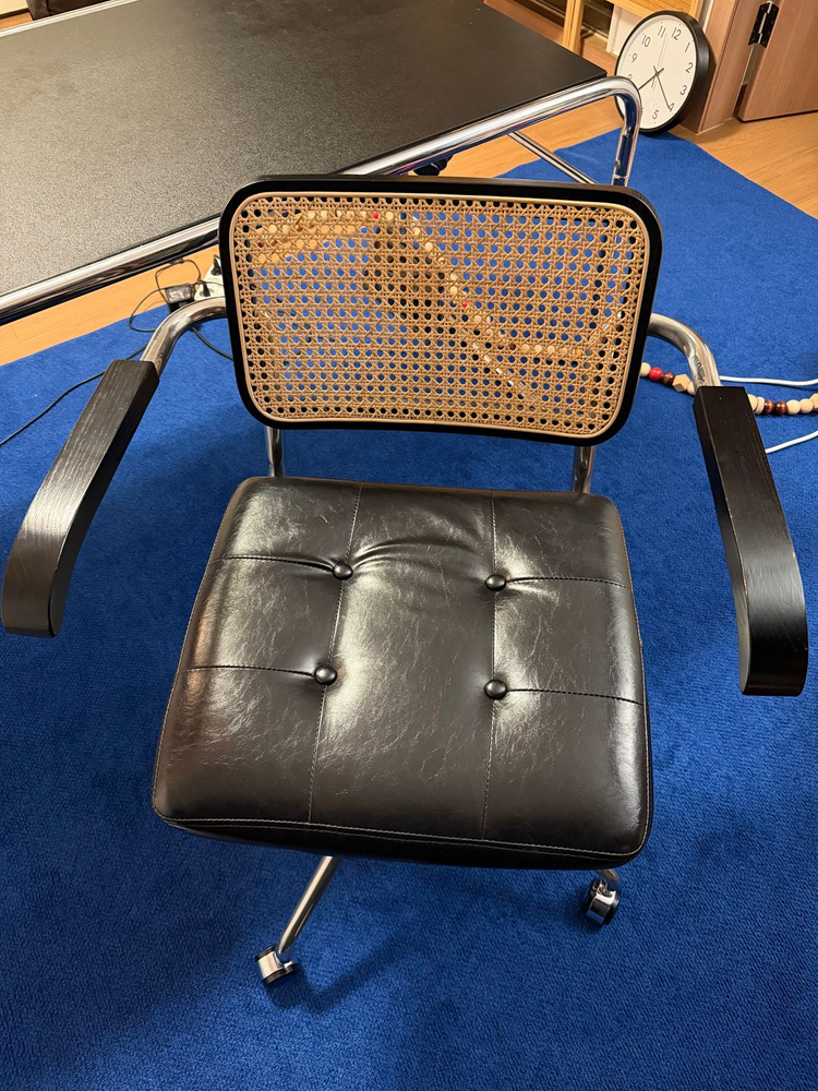 미드센츄리 책상 테이블 + 사무용 라탄의자--1