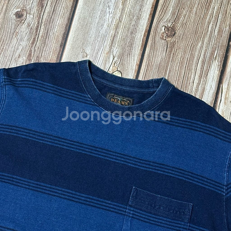 빔즈플러스 스트라이프 L/S 티셔츠 인디고 색상 L사이즈--3