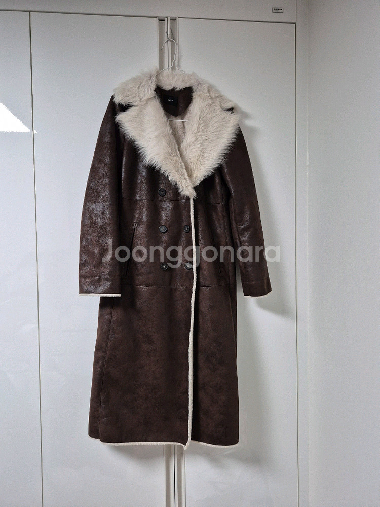 인하 SATIN 무스탕 롱코트66사이즈브라운--0