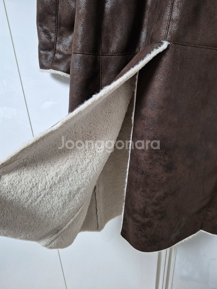 인하 SATIN 무스탕 롱코트66사이즈브라운--3